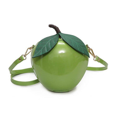 Giant Apple Crossbody Zipped Shoulder Bag PU Leather Kawaii Harajuku Cute Fun Fruit Handbag Red Green Woman Girl Apple Leaf from NSE Imports #2.